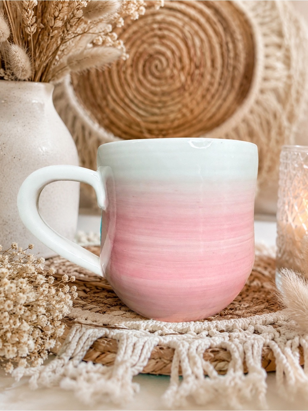 ANTHROPOLOGIE Suite One Studio Mimira Mug LINDSAY EMERY Pink Mug ceramic coffee